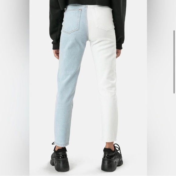 NWT Color block Adika Jeans White and Light Blue Women Size L - Picture 3 of 12